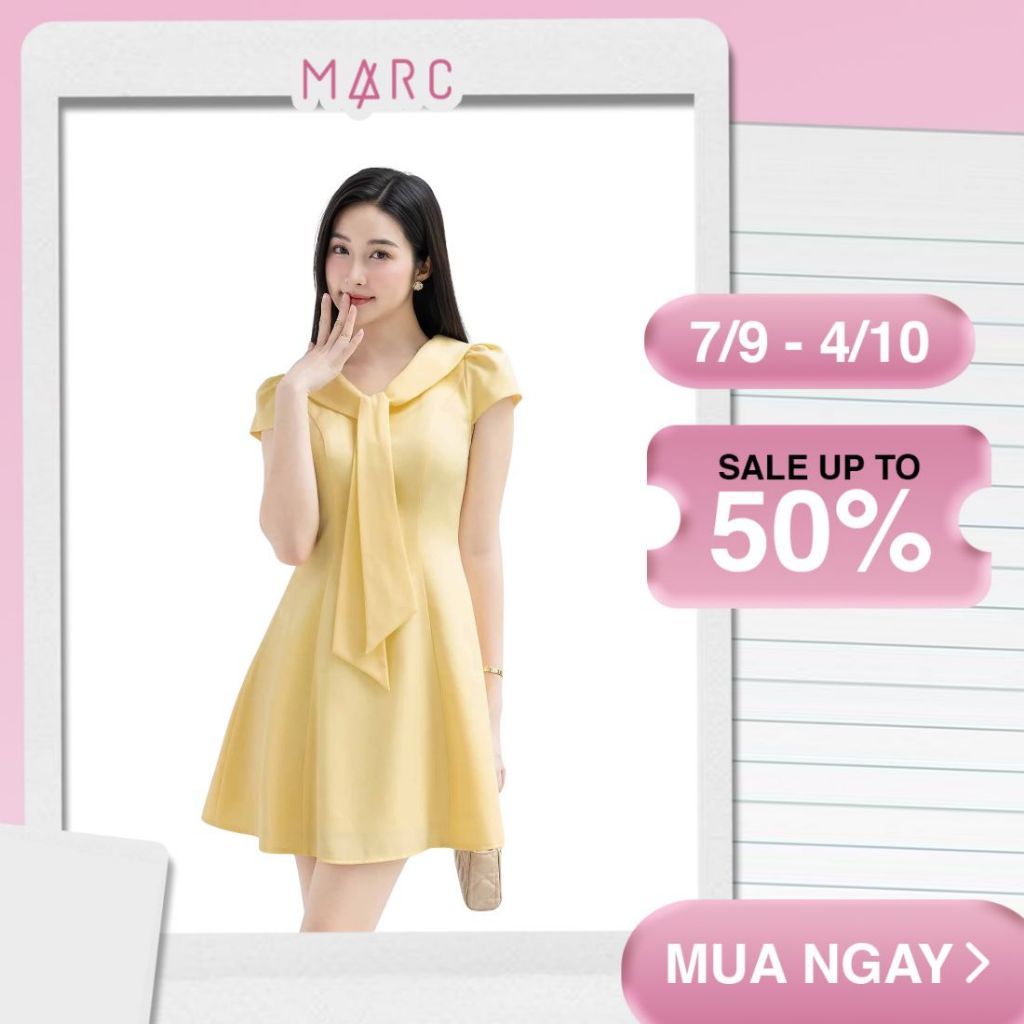 MARC FASHION Đầm Ngắn Cổ Áo Thắt Nơ - CBDN122516