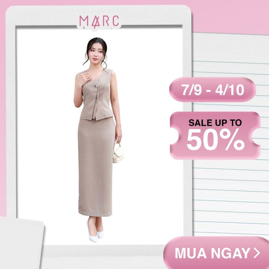 MARC FASHION Áo Gile Bố Sọc Vạt Chéo - CBAK012627