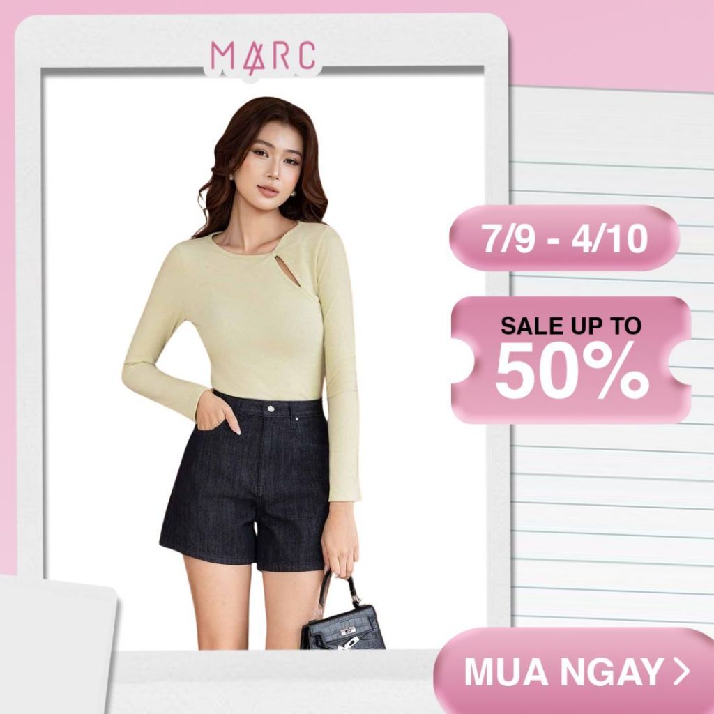 MARC FASHION Áo Thun Ôm Body Dài Tay Khoét Cổ - CBAK122512