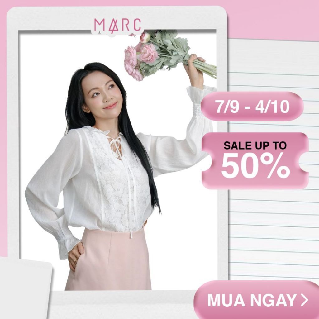MARC FASHION Áo kiểu sơ mi tơ xước phối ren_CBAK012605