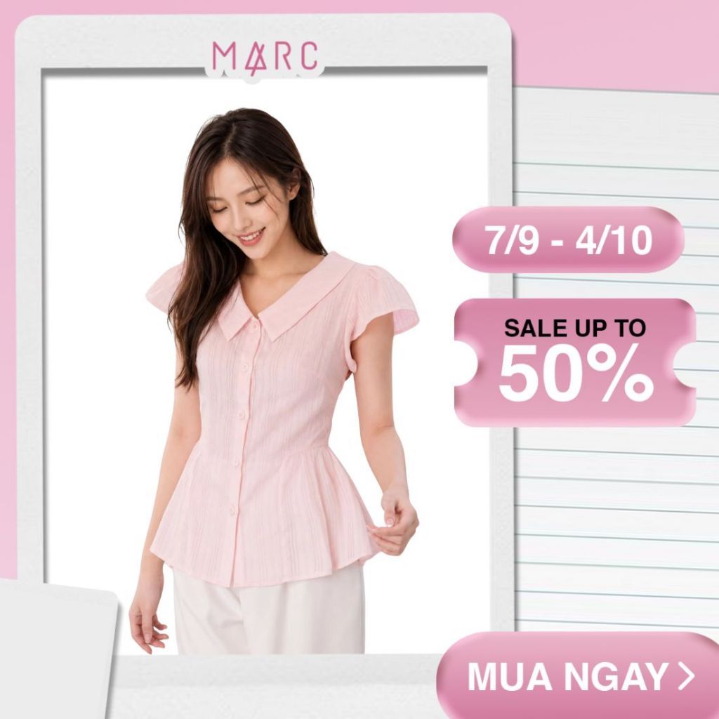 MARC - Áo xô thêu dáng peplum công sở, Áo peplum đi làm - CBAK022646