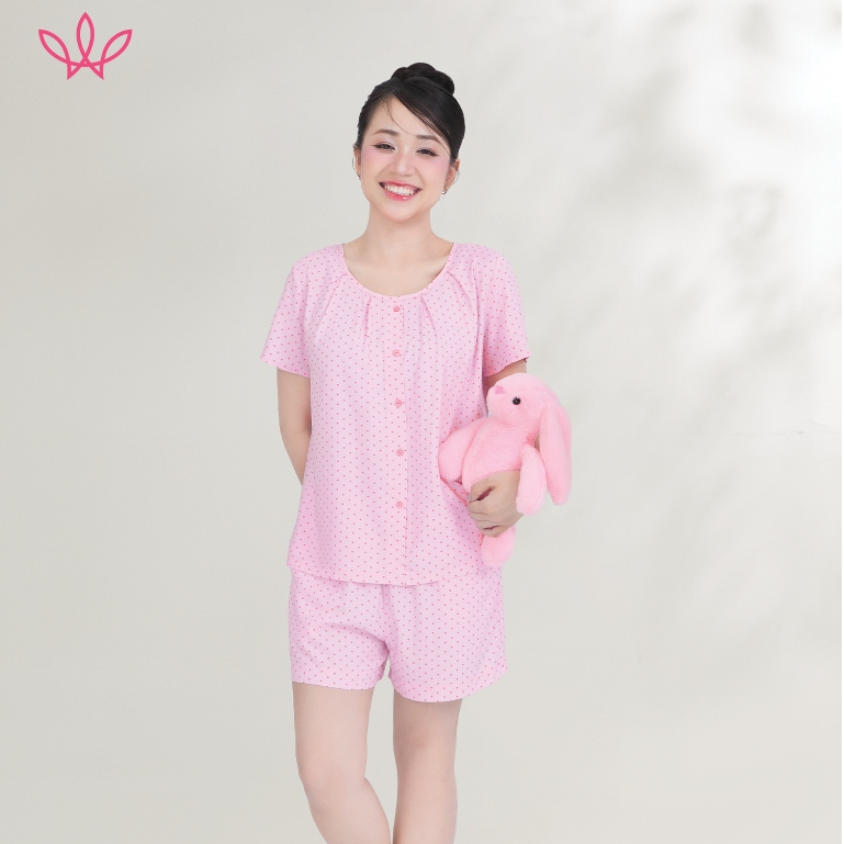 Bộ mặc nhà Wonner by WINNY tole lanh, Set bộ nữ tôn lanh nhẹ mát quần ngắn tay ngắn 2MNLA26013N