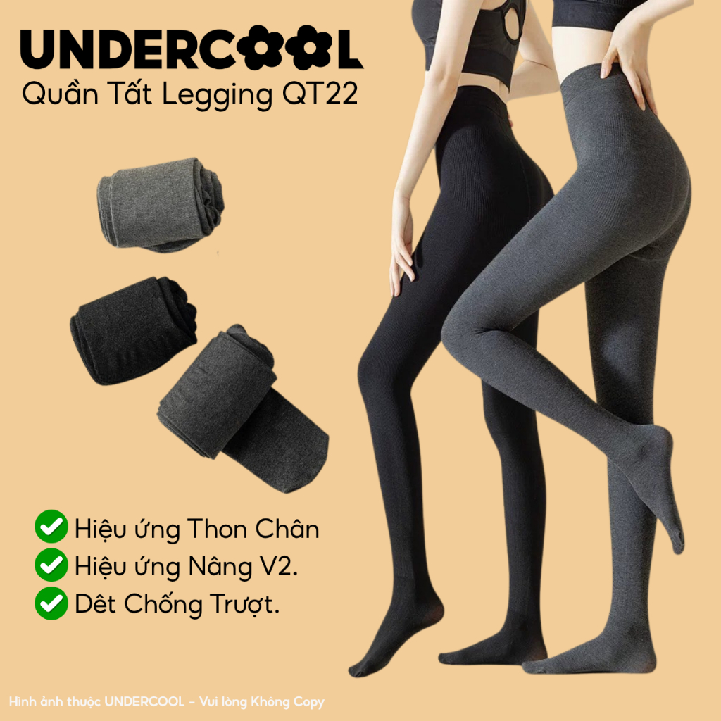 Quần Tất Legging Nữ UNDERCOOL Dệt 3D Nâng Mông, Tạo Hiệu Ứng Thon Chân, Ôm sát Tôn dáng Che khuyết điểm - QT22