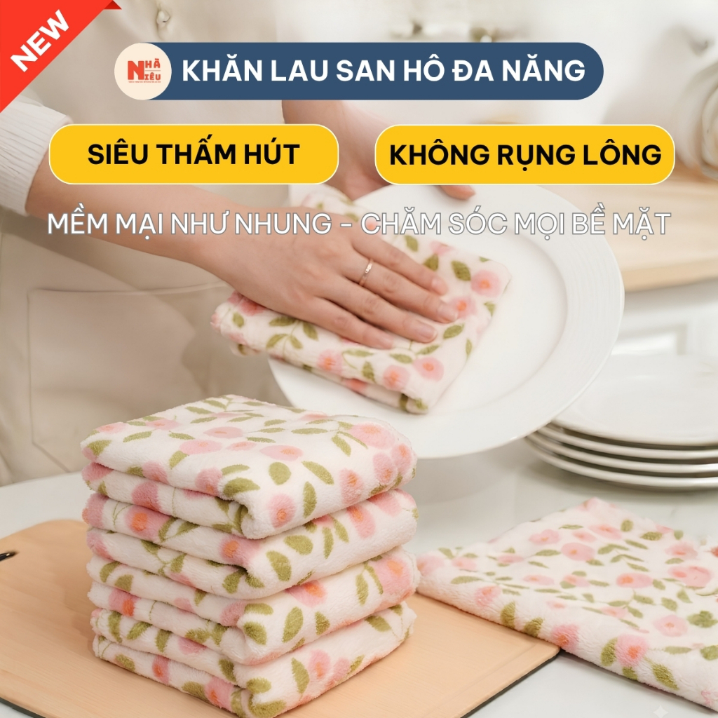 Khăn Lau Vệ Sinh Sợi San Hô Nhà Niêu Giẻ Thấm Hút Nước Tốt Không Bị Xù Lông Khi Lau Tiện Lợi NA153