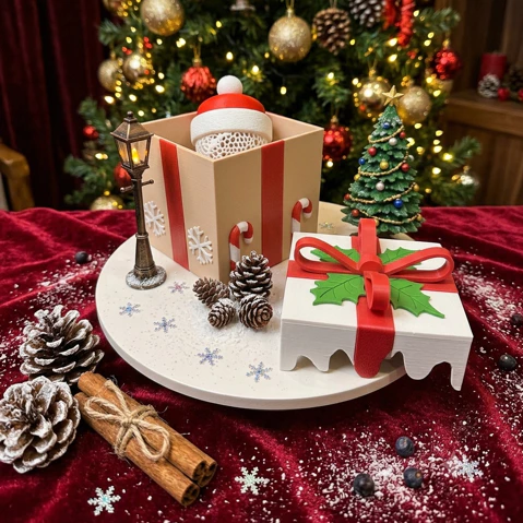 Hộp Quà Giáng Sinh Độc Lạ Thiết Kế Bánh Gừng/Kẹo Gậy - Phụ Kiện Trang Trí Noel, Quà Tặng Độc Đáo