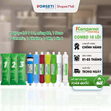 Trọn Bộ 10 Lõi Lọc Nước Kangaroo 123RO5678910 Thay Thế Máy Lọc Nước RO KG10A3 Chính Hãng