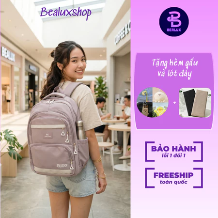 [Tặng Lót Đáy + Móc Gấu] Balo Thời Trang Nam Nữ Balo Bealuxshop Chống Nước 100% Balo Đi Học, Balo Laptop 15.6 Inch-42-