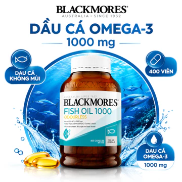Blackmores Fish Oil 1000 Odourless 400 Viên | Omega-3 Dầu Cá Không Mùi | Daily Fish Oil Supplement