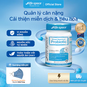 Men vi sinh Life-Space Adult Broad Spectrum Probiotic Chứa prebiotic hỗ trợ sức khỏe đường ruột tăng cường miễn dịch