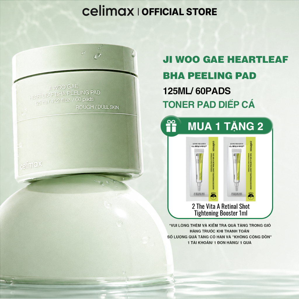 Toner Pad Tẩy Tế Bào Chết Celimax Ji Woo Gae Heartleaf BHA Peeling Pad 125ml/ 60pads [1]