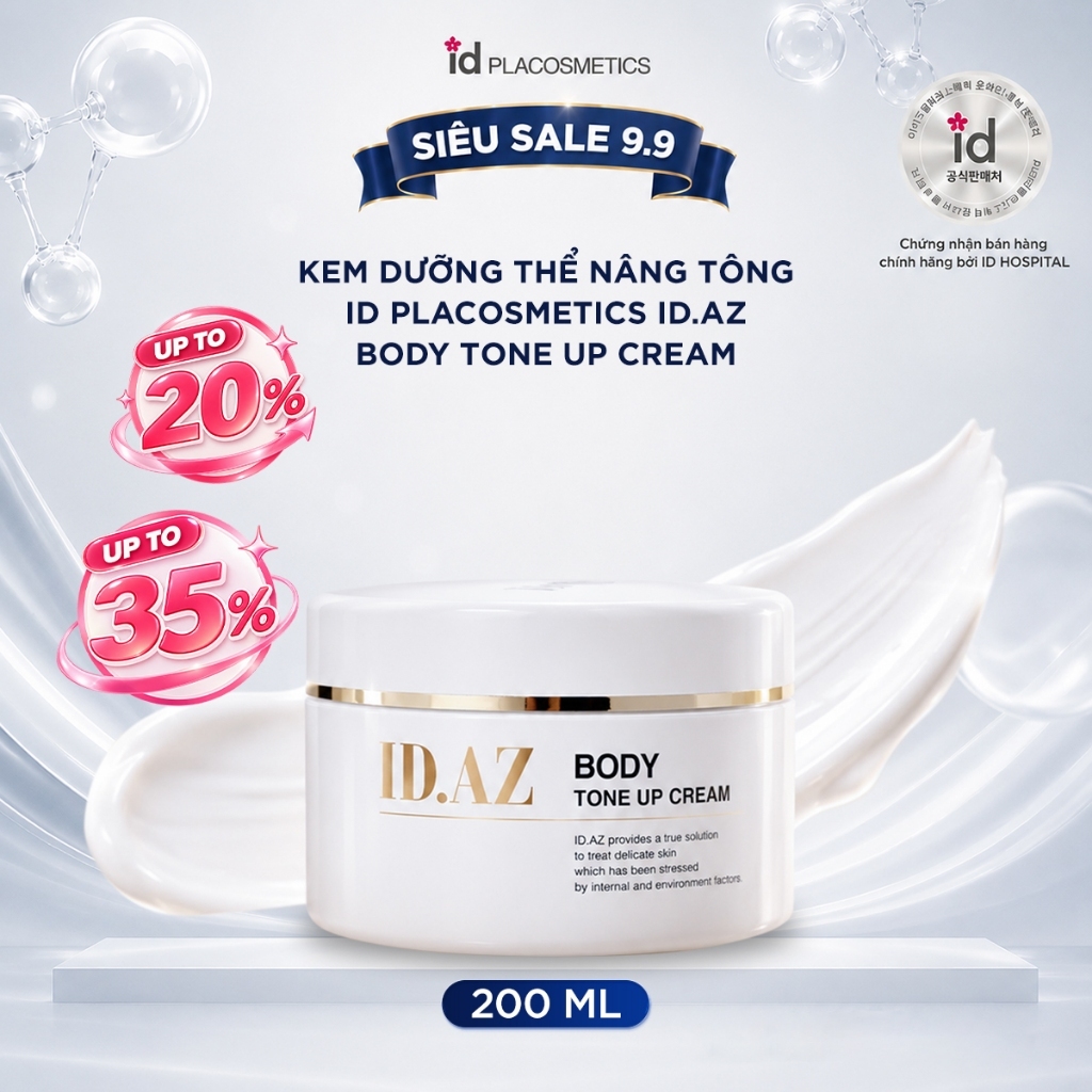 Kem Dưỡng Thể ID Placosmetics ID.AZ Body Tone Up Cream Dưỡng Trắng Nâng Tone Da 200ml