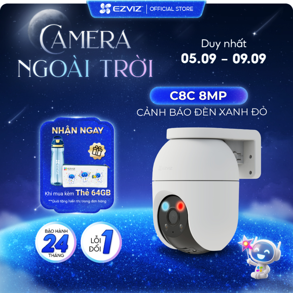 [MỚI] Camera WIFI Ngoài trời EZVIZ C8c 8MP - Cảnh Báo Đèn Xanh - Đỏ, Góc Nhìn Siêu Rộng, Chống Chịu Thời Tiết IP65