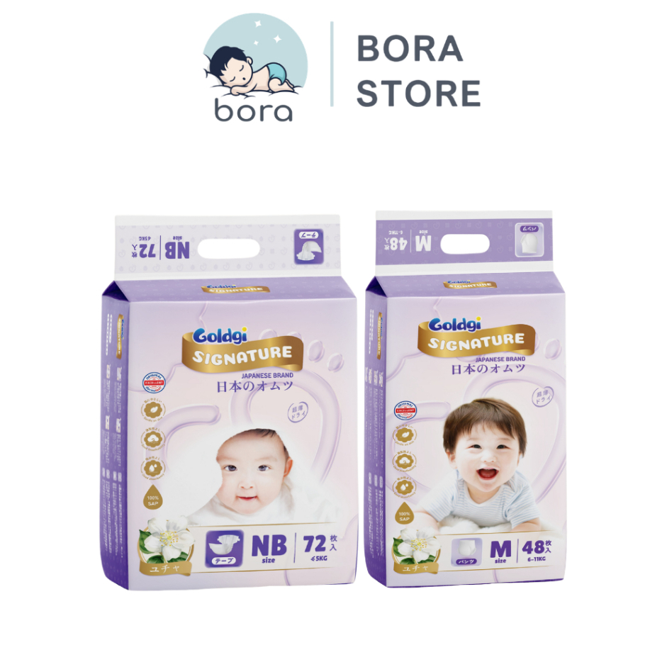 Bỉm Nhật Goldgi Signature dịu êm, mềm mại cho làn da của bé, có đủ size