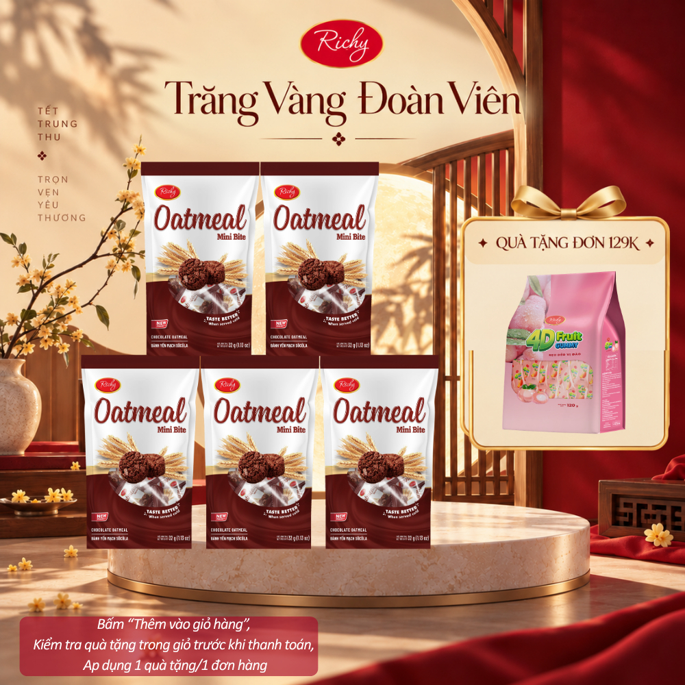 [HỎA TỐC HN] [Quà Tặng Đơn 129k] Bánh Yến Mạch Richy Oatmeal Mini Bite vị Socola túi 32g