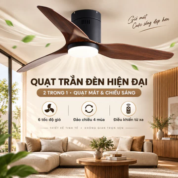 Quạt Trần Đèn 52 Inch Bắc Âu Vintage, Gió Mạnh, Quạt Trần Công Nghiệp, Đèn Quạt Ốp Trần Phòng Khách, Gia Đình, Nhà Hàng