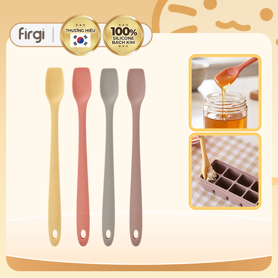 Dụng Cụ Nấu Ăn Dặm Cho Bé (Thìa) Phới Dẹt Topping Spatula Platinum Silicone Firgi Hàn Quốc