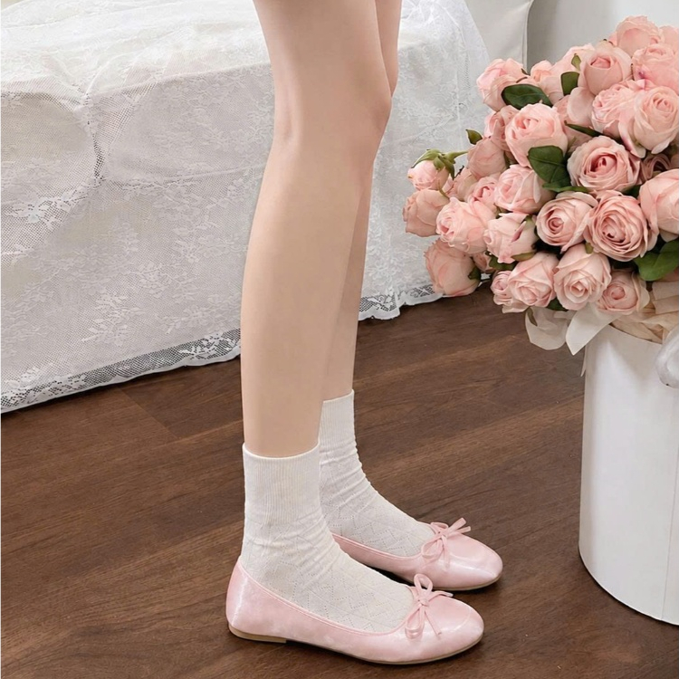 Giày búp bê nữ đế bệt, giày marryjane nữ mũi tròn êm chân màu hồng phối nơ tiểu thư thanh lịch size 35-39 Haru Shoes | BigBuy360 - bigbuy360.vn