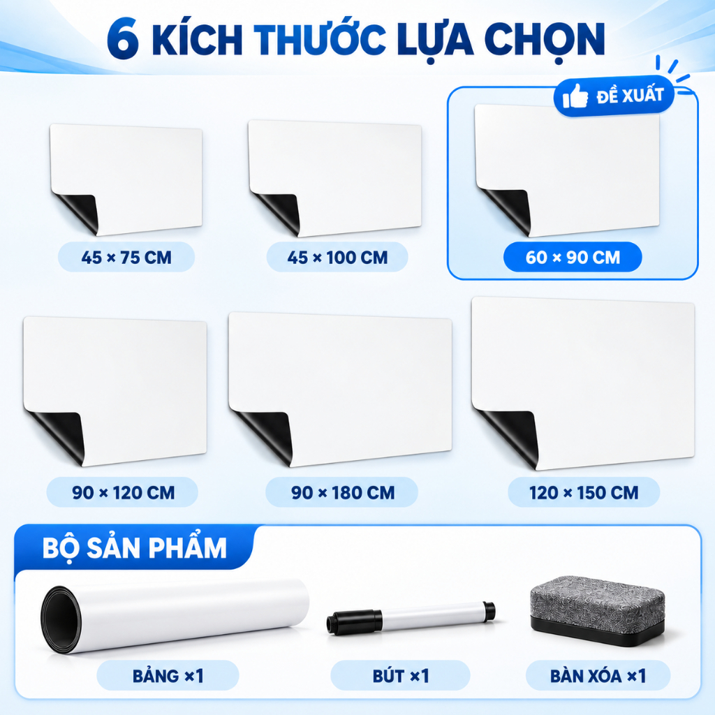 Bảng Trắng Từ Tính Tự Dính Tường JOYRIDER, Hút Nam Châm, Viết Xóa Dễ Dàng, Cuộn Gọn, Nhiều Kích Thước 60*90cm 45*90cm | BigBuy360 - bigbuy360.vn