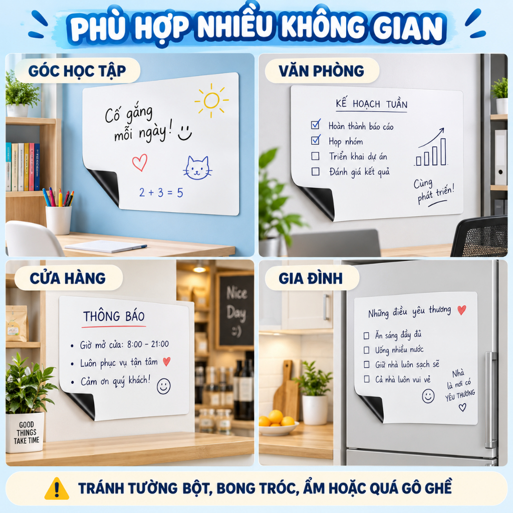 Bảng Trắng Từ Tính Tự Dính Tường JOYRIDER, Hút Nam Châm, Viết Xóa Dễ Dàng, Cuộn Gọn, Nhiều Kích Thước 60*90cm 45*90cm | BigBuy360 - bigbuy360.vn