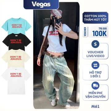 Áo Croptop Babytee Don't Be Jealous Cổ Tròn Xinh Xắn Áo nữ Áo Thun ôm body Áo y2k cotton Áo Thun Nữ Ngắn Tay Ôm M61