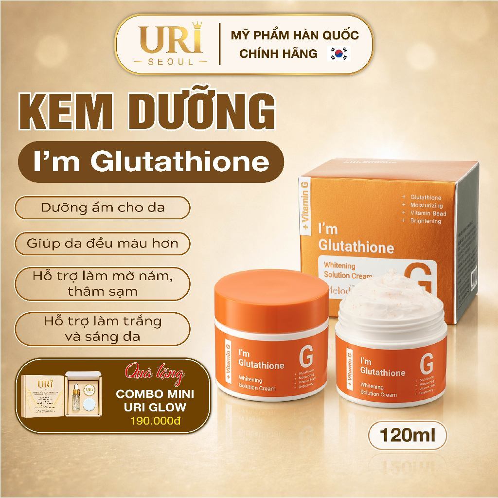 Kem Dưỡng Da Glutathione MELODY I'm Glutathione 120ml | Mờ Nám Thâm Sạm Dưỡng Sáng Cấp Ẩm