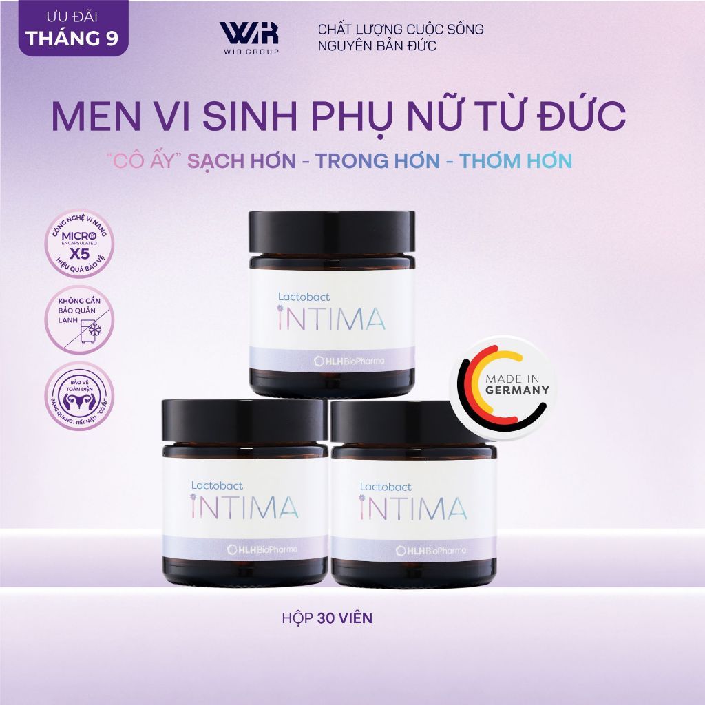 Men vi sinh phụ khoa Lactobact Intima bổ sung lợi khuẩn, Cranberry, D-Mannose từ Đức - Combo 3 hộp | Wir Group