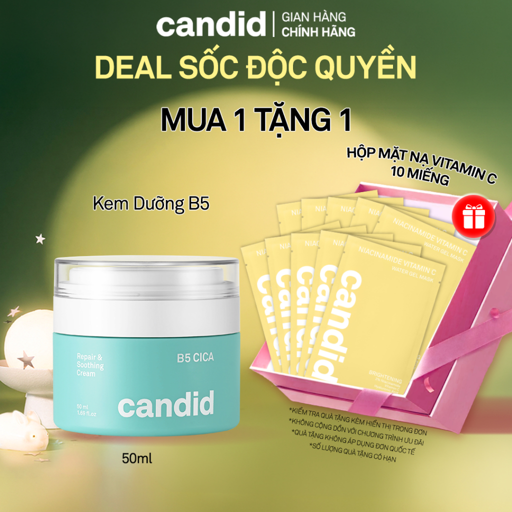 Kem dưỡng ẩm phục hồi Candid B5 Cica Repair and Soothing Cream 50ml