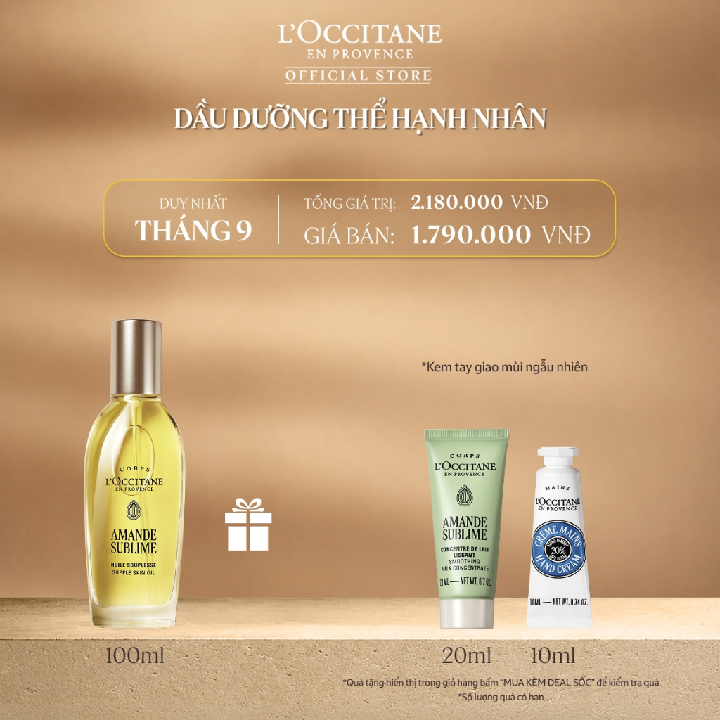 [Phiên Bản Mới] Dầu Dưỡng Thể Hạnh Nhân L'Occitane Almond Supple Skin Oil 100ml
