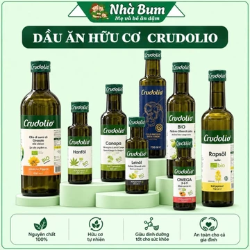 Dầu Ăn Hữu Cơ Ép Lạnh Nguyên Chất CRUDOLIO, Dầu Olive, Dầu Omega 3-6-9, Dầu Hạt Cải - Nhập Khẩu Ý