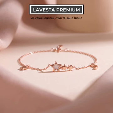 Lắc tay bạc nữ mạ vàng hồng 18K cao cấp LAVESTA LAV265 Moon lovers thiết kế ánh sao nữ tính mang vẻ đẹp của bầu trời đêm