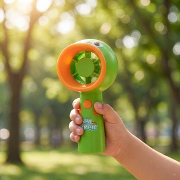 Quạt mini cầm tay lốc xoáy KUN nhựa ABS siêu nhỏ gọn màu xanh dương xanh lá làm mát ngày hè cho bé và học sinh