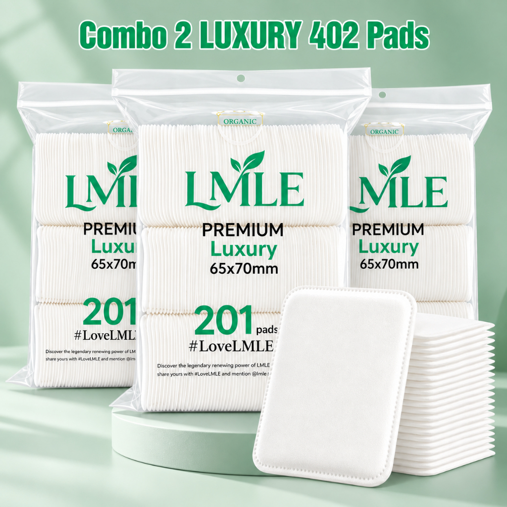 (Combo 2 gói) Bông tẩy trang LMLE Premium Luxury 402 Miếng Big Size mềm mịn 2026