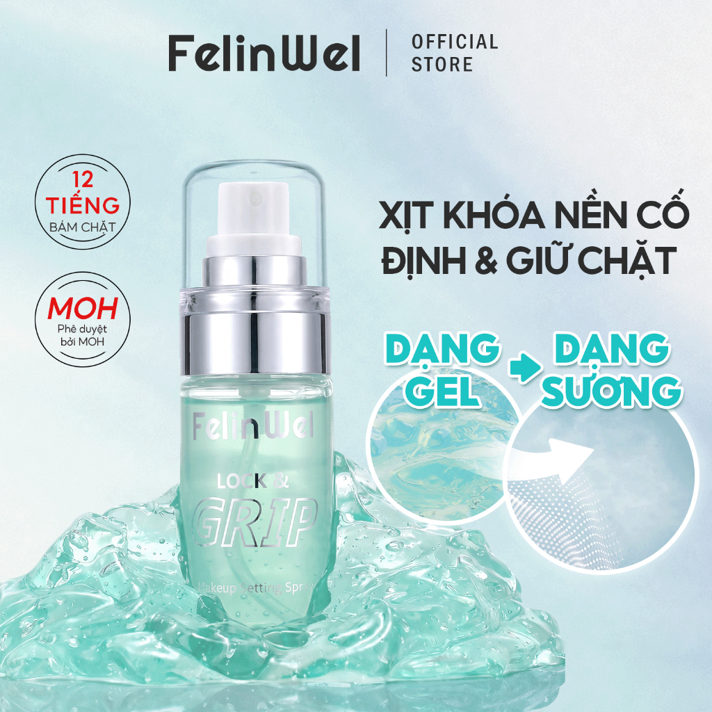 FelinWel Xịt Khoá Makeup Lâu Trôi Chống Mồ Hôi & Kháng Nước, Khoá Nền Tức Thì, Mọi Loại Da, 60ml [MOH Phê Duyệt]