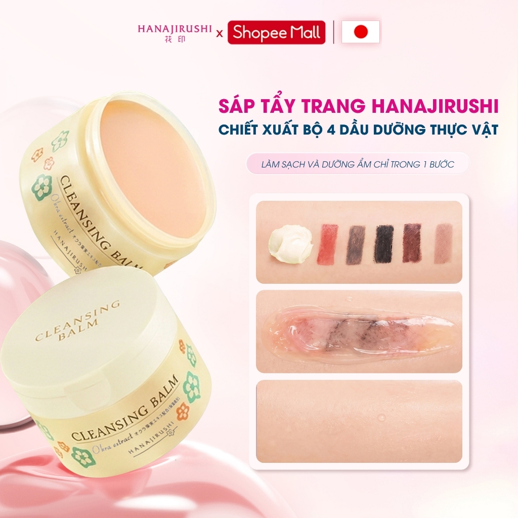 Sáp tẩy trang Hanajirushi CLEASING BALM OKRA EXTRACT 70g Nhũ Hóa Nhanh Sạch Sâu