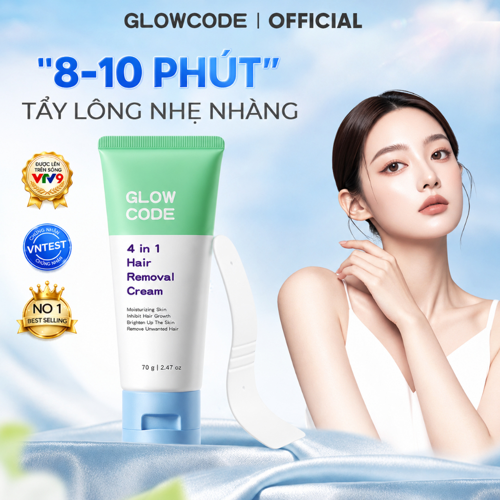 [GIẢM 27%] Kem Tẩy Lông 4in1 Glowcode Tẩy Lông Tay Chân Vùng Kín Nách Tẩy Lông An Toàn Dưỡng Ẩm Dịu Nhẹ Không Đau Rát
