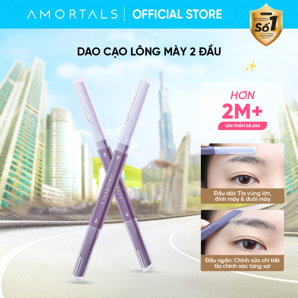 Dao cạo lông mày hai đầu Amortals dao tỉa lông mày tiện lợi không gỉ an toàn cho da Mỹ Phẩm