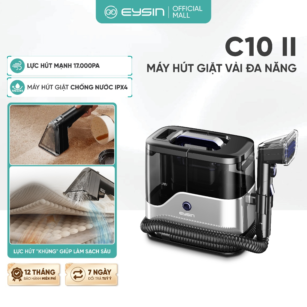 [K] Máy Giặt Sofa Cầm Tay EYSIN C10II Giặt Đệm, Nệm, Vệ Sinh Nội Thất, Lực hút 17k PA