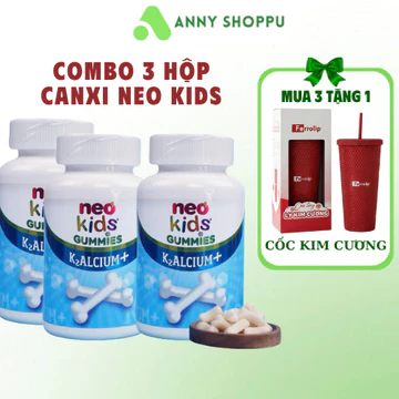 Canxi Neo Kids Gummies Canxi K2ALCIUM+, Canxi cho bé, Canxi Neo Kids Bổ sung Canxi vitamin D3 vàK2