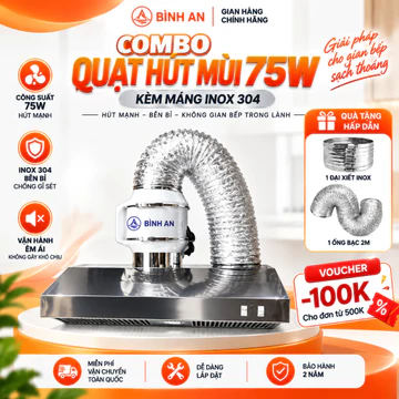 Máy hút mùi bếp HF150 - Quạt lõi đồng 75W- Máng inox 201/ 304/Théo sơn tĩnh điện - Hút mùi -Hút khói