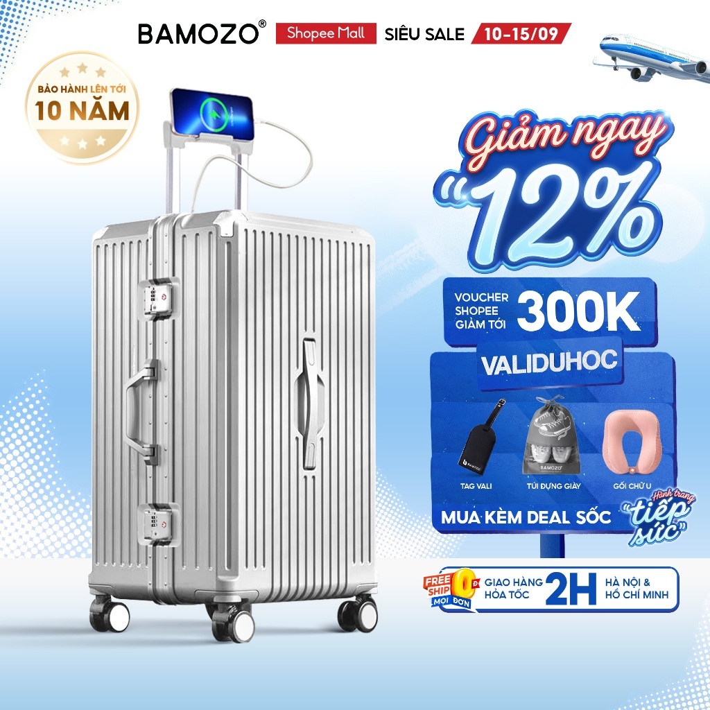 Vali Bamozo Khung Nhôm Ultrapack Size 22/24/28 Cao Cấp Tăng Sức Chứa Hành Lý_ULTRAPACK