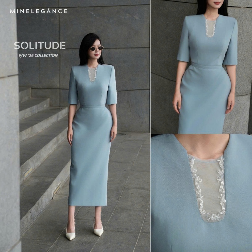 MINELEGÁNCE | VÁY CÔNG SỞ CÁCH ĐIỆU DÁNG DÀI, SANG TRỌNG, THANH LỊCH - MIN161