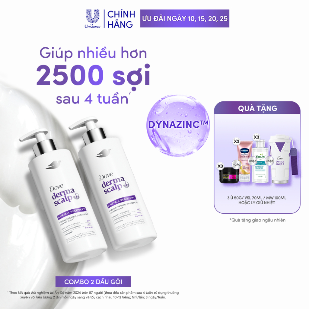 [MỚI] Combo 2 Dầu Gội Dove Derma Scalp Giảm rụng & Giúp tóc Phồng Dày/ Giúp Kiềm Dầu Nhờn/ Sạch Gàu & Tóc Mềm Mượt 350G