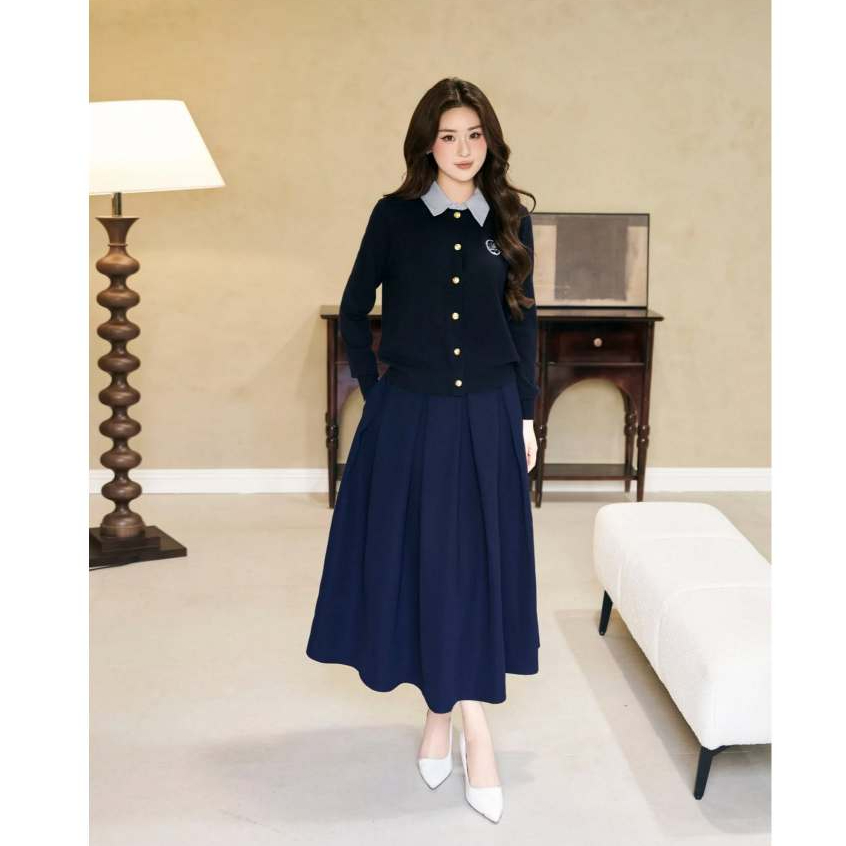 TIINSTORE Áo len dài tay cổ sơ mi thêu logo form vừa chất len mềm basic ...