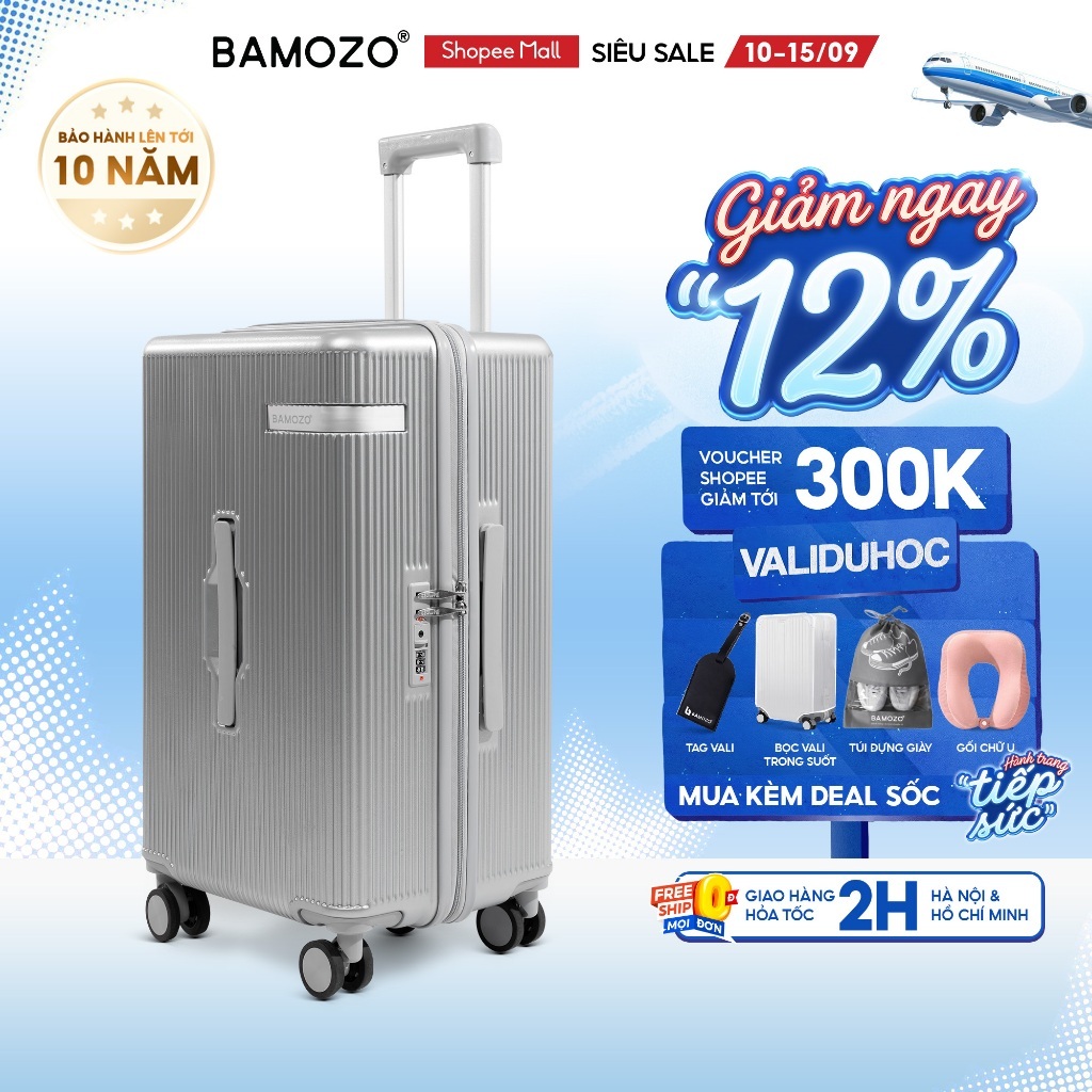 [DEAL HOT] Vali Du Lịch Bamozo Lumispace Chất Liệu PC Nguyên Khối Siêu Bền Bỉ_LUMI