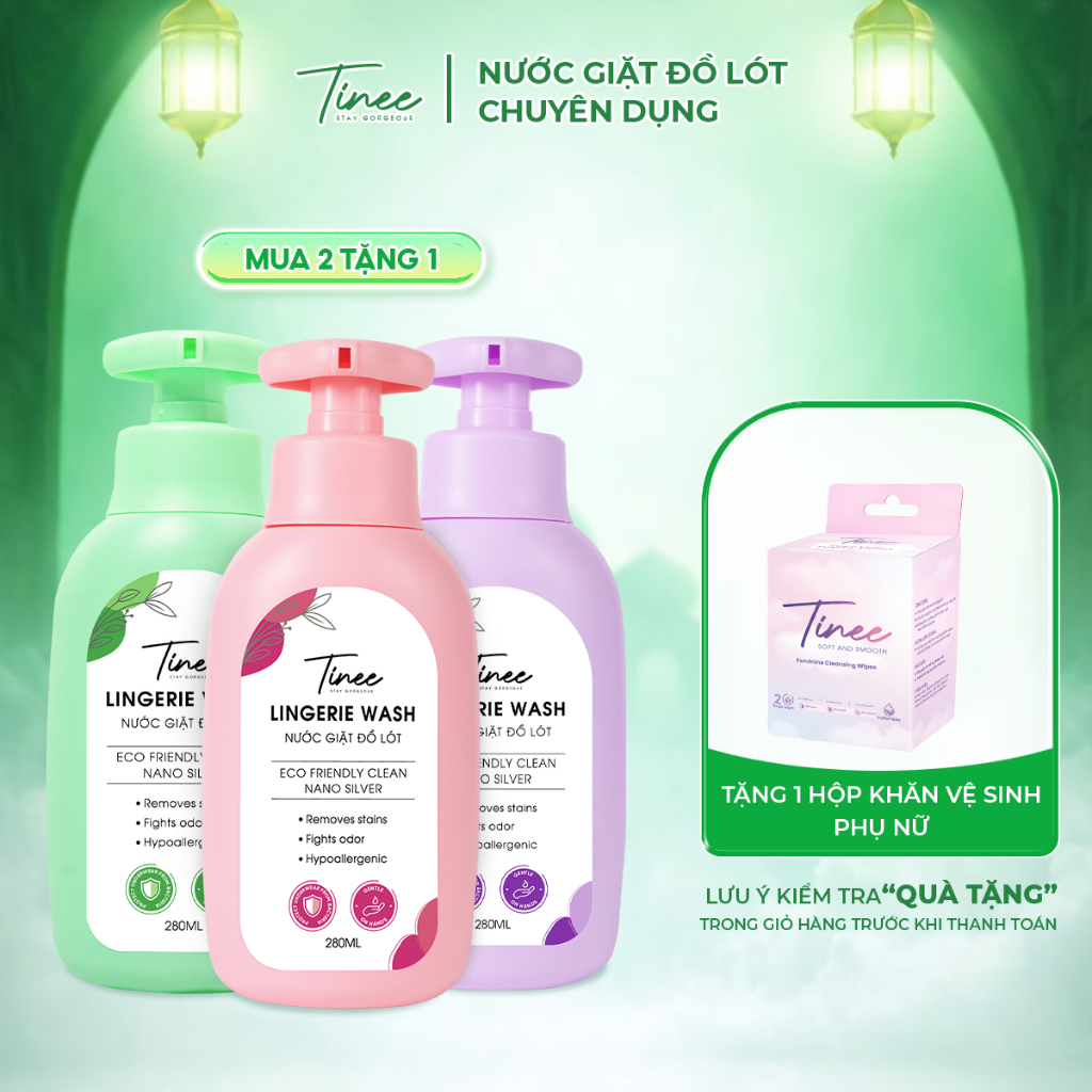 Nước Giặt Đồ Lót Chuyên Dụng Tinee 280ml - Bản Nano Bạc Hạn Chế Nấm Khuẩn, Dịu Nhẹ