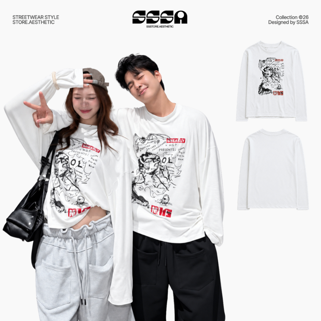 Áo Thun Tay Dài GRAPHIC TSHIRT Boxy Chất Vải Mềm Nhẹ Co Giãn Tốt | SSSTORE.Aesthetic