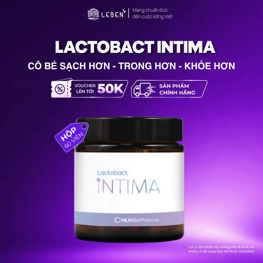 Hộp 60 viên men vi sinh phụ nữ Lactobact Intima bổ sung lợi khuẩn, D-Mannose Cranberry nhập khẩu từ Đức