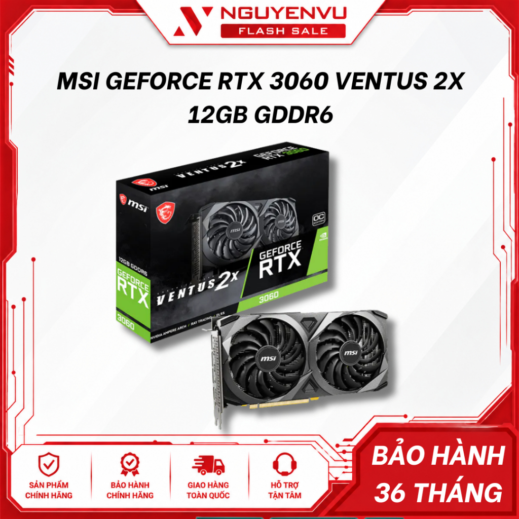 [Full VAT] Card màn hình MSI GeForce RTX 3060 VENTUS 2X 12GB GDDR6 | BigBuy360 - bigbuy360.vn