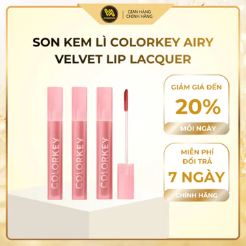 Son Kem Lì Colorkey Mịn Mượt Lâu Trôi Airy Velvet Lip Lacquer Vân Anh Cosmetics