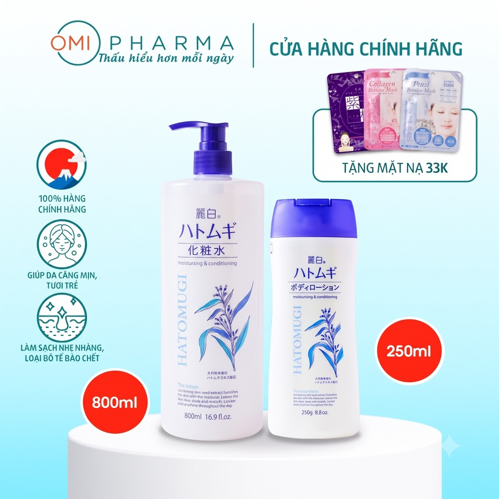 Combo Sữa Tắm Ý Dĩ 800ml Và Sữa Dưỡng Thể Trắng Da 250g Reihaku Hatomugi Nhật Bản | BigBuy360 - bigbuy360.vn